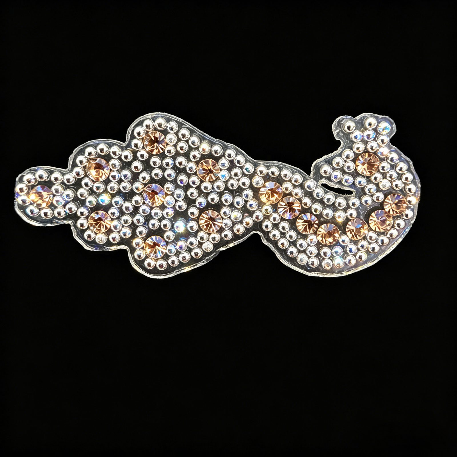Free-form rhinestone and metal-ball bangle sticker on a clear base