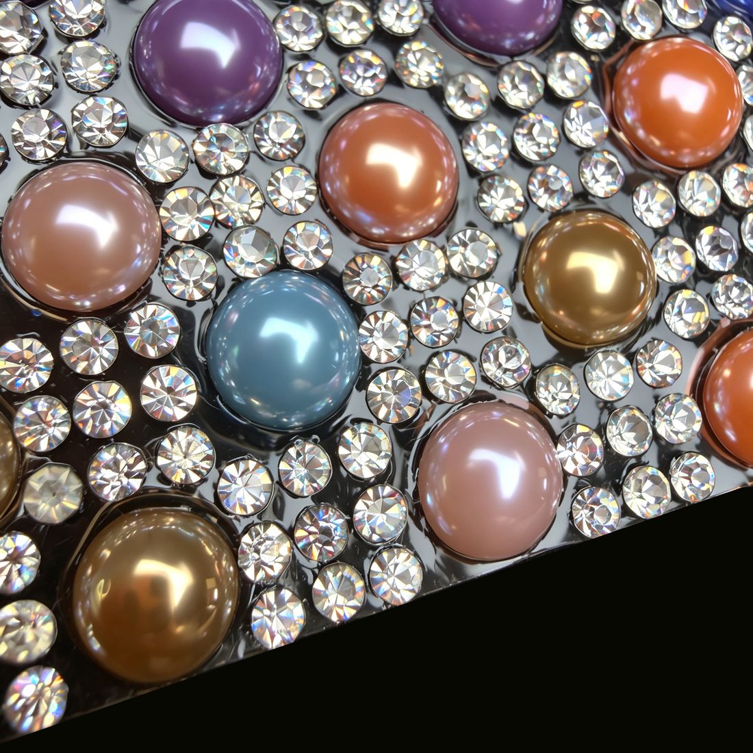 Rhinestone + ceramic crystal mesh detail · 钻+陶瓷局部特写