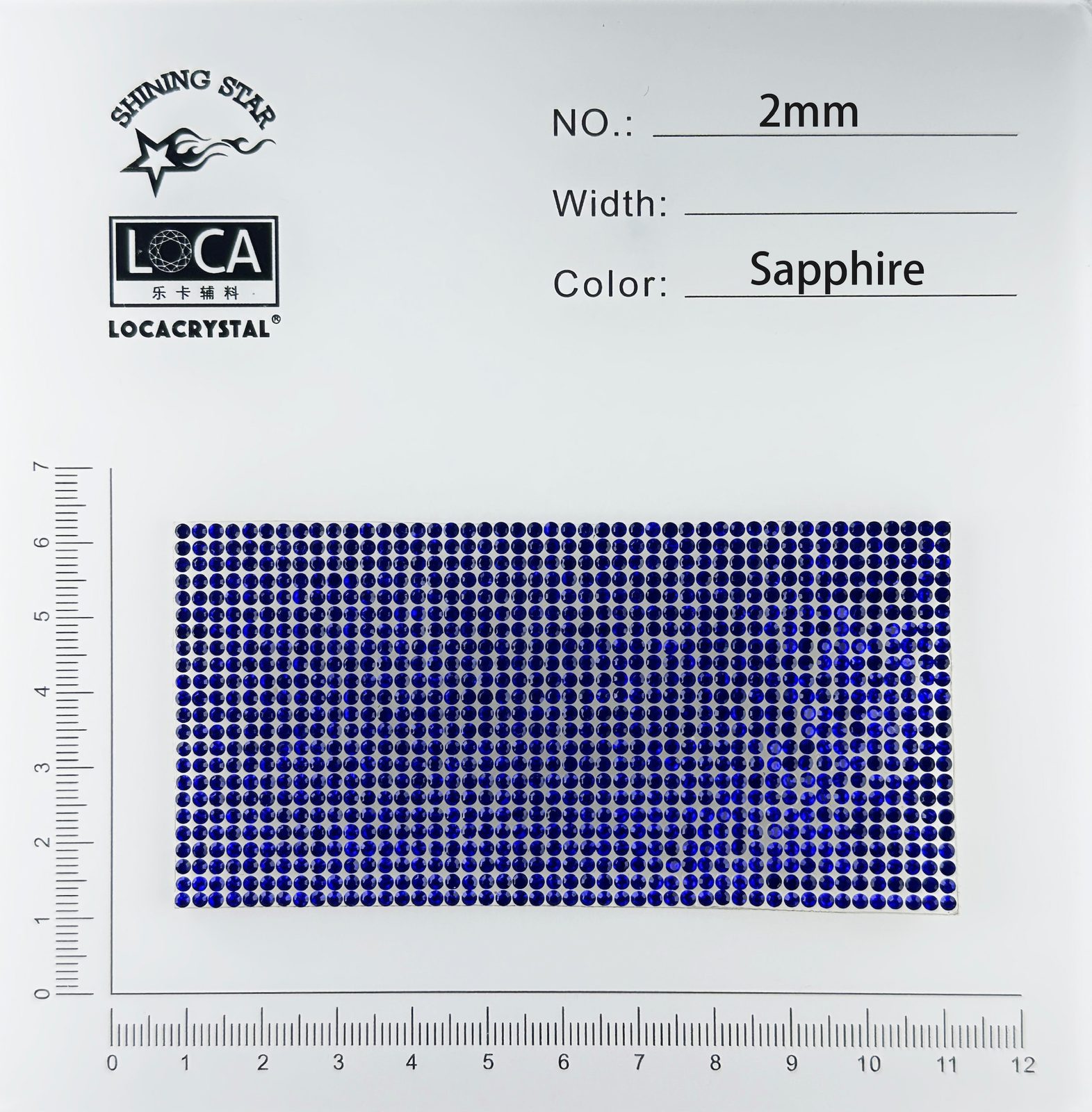 rhinestone crystal mesh in sapphire tone shaped across a clutch panel