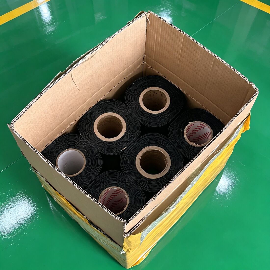 Crystal mesh rhinestone rolls packed by lot, each tied back to its sealed reference and production record