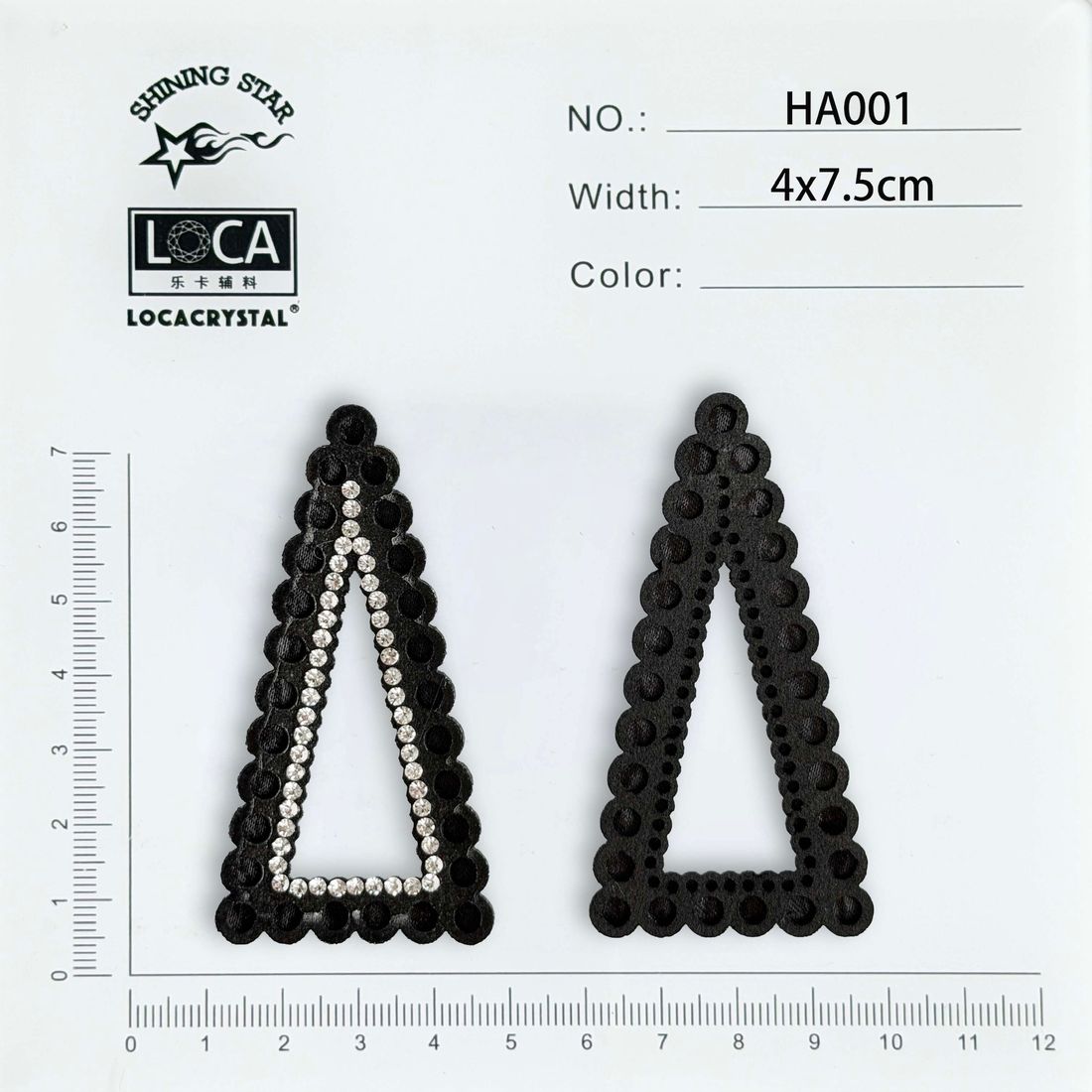 LOCACRYSTAL rhinestone hair accessory style card ha-001-1 · hand-set motif on flocked base