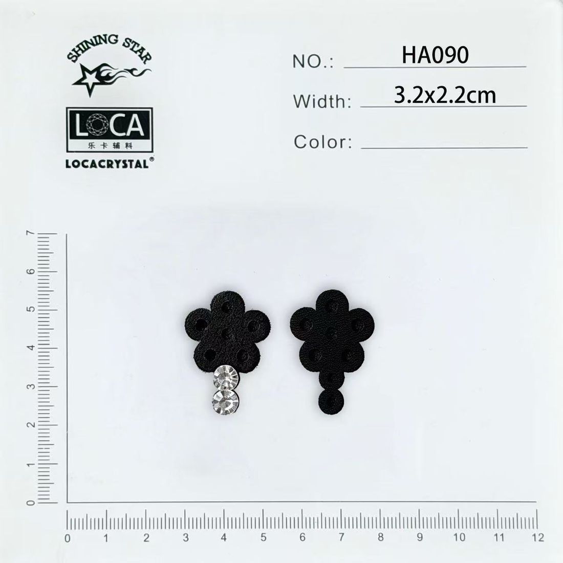 LOCACRYSTAL rhinestone hair accessory style card ha-090-1 · hand-set motif on flocked base