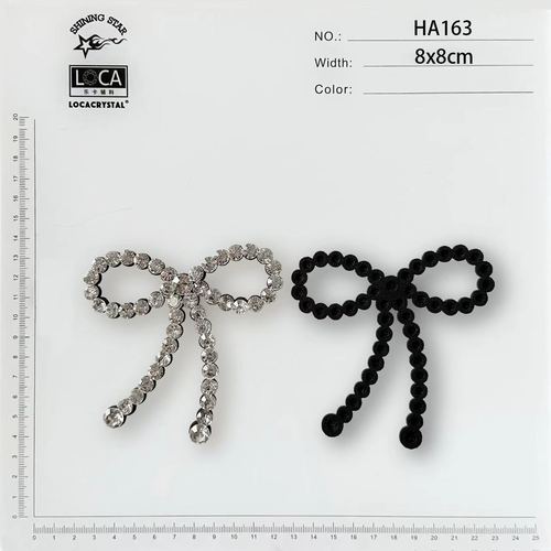 Rhinestone Hair Accessories HA-163 bow motif on flocked base