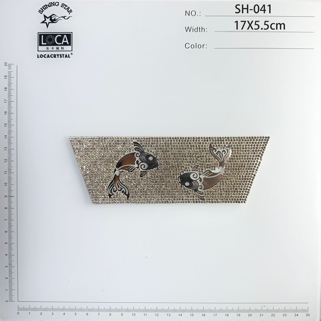 LOCACRYSTAL Diamond Patch SH-041 twin koi fish motif, 17 by 5.5 cm rhinestone trim